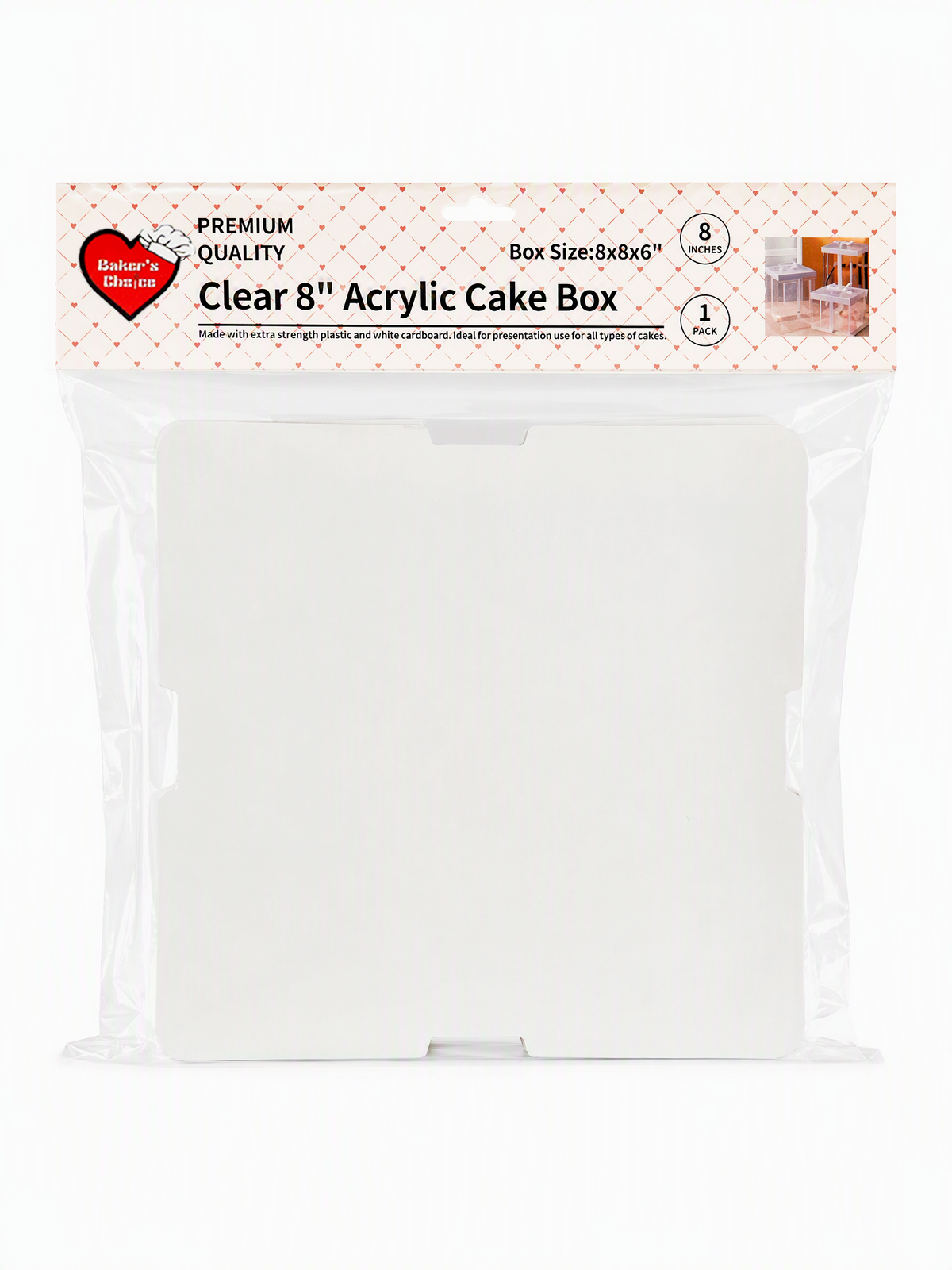 Clear 8in Acrylic Cake Box (8x8x6in)