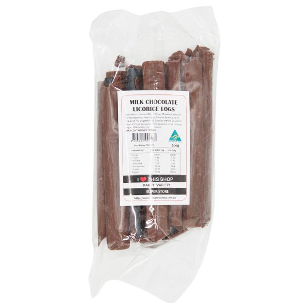 500g Milk Chocolate Licorice Logs