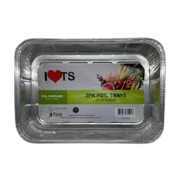 BULK 40x3pk Foil Trays 31x21x4.6cm (120 pieces)