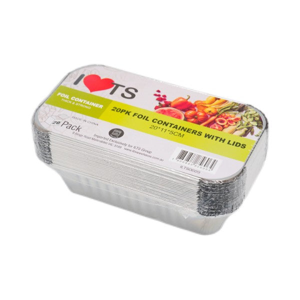 BULK 24x20pk Foil Containers with Lids 20x11x5cm (480 pieces)