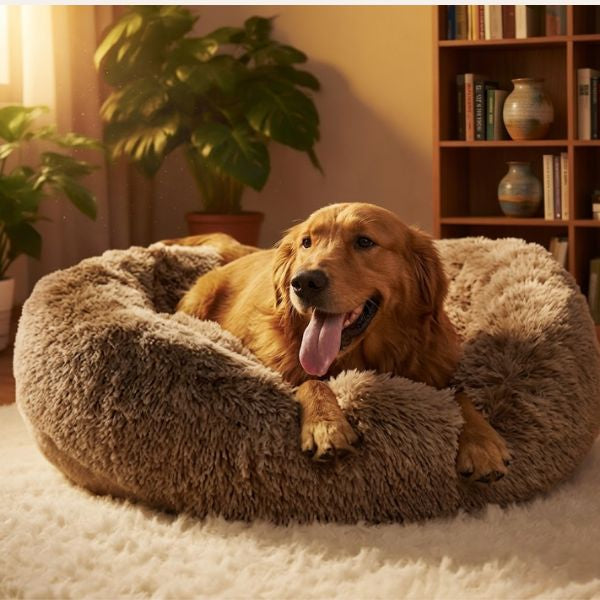 Calming Plush Donut Bed 50x50x16cm (Khaki)