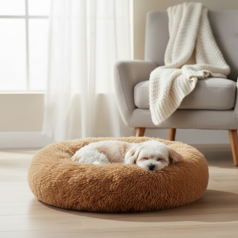 Calming Donut Bed 90x90x19cm (Tan)