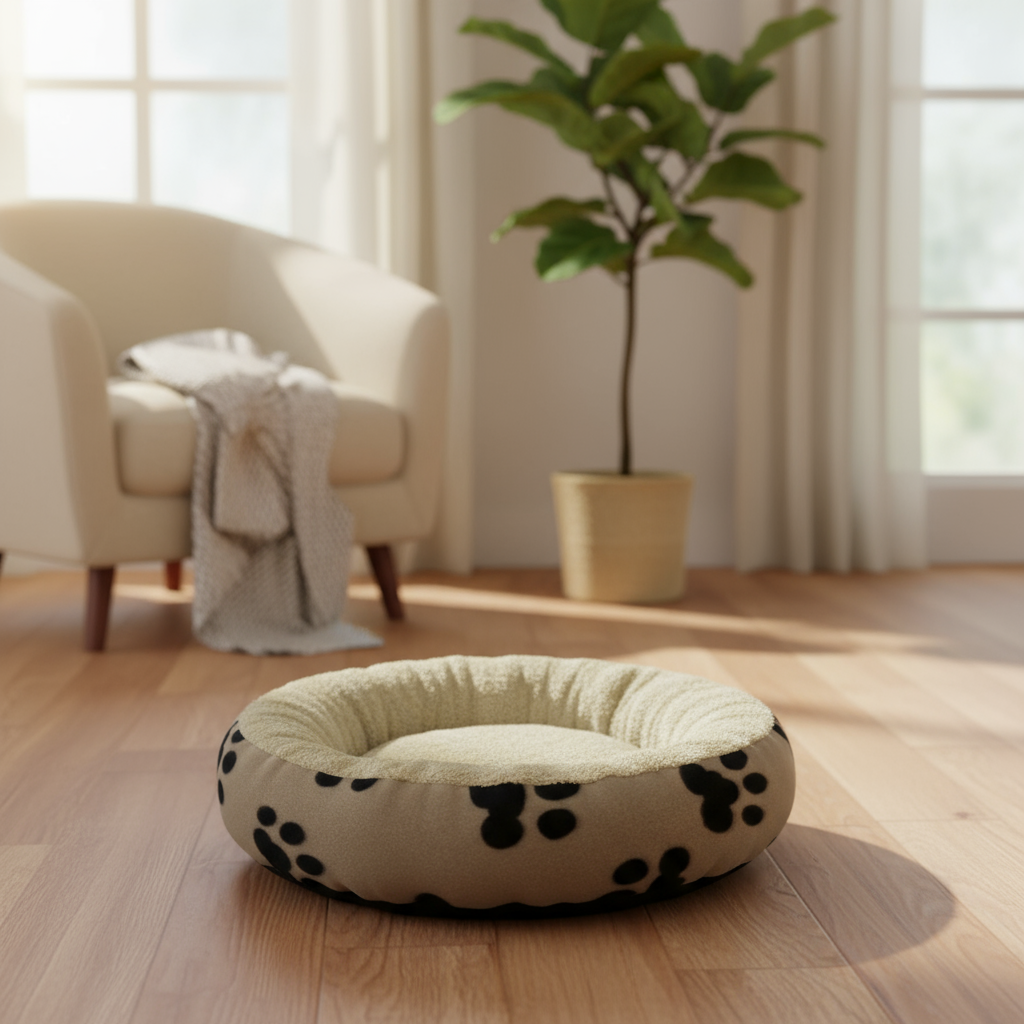 Large Beige Donut Dog Bed 90cm