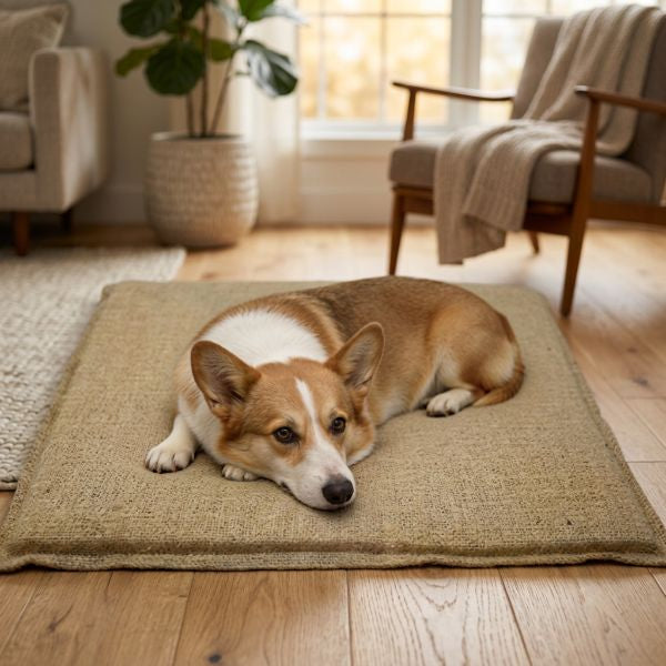 Hessian Large Sponge Dog Bed 90x60x4cm