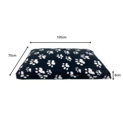 Large Black Polar Fleece Rectangular Pet Mat 105x70x8cm