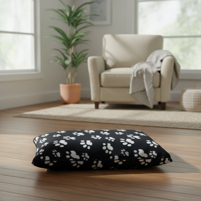 Large Black Polar Fleece Rectangular Pet Mat 105x70x8cm