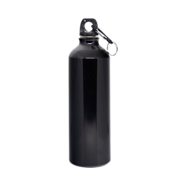 Black Metal Camping Water Bottle with Plastic Lid 750ml