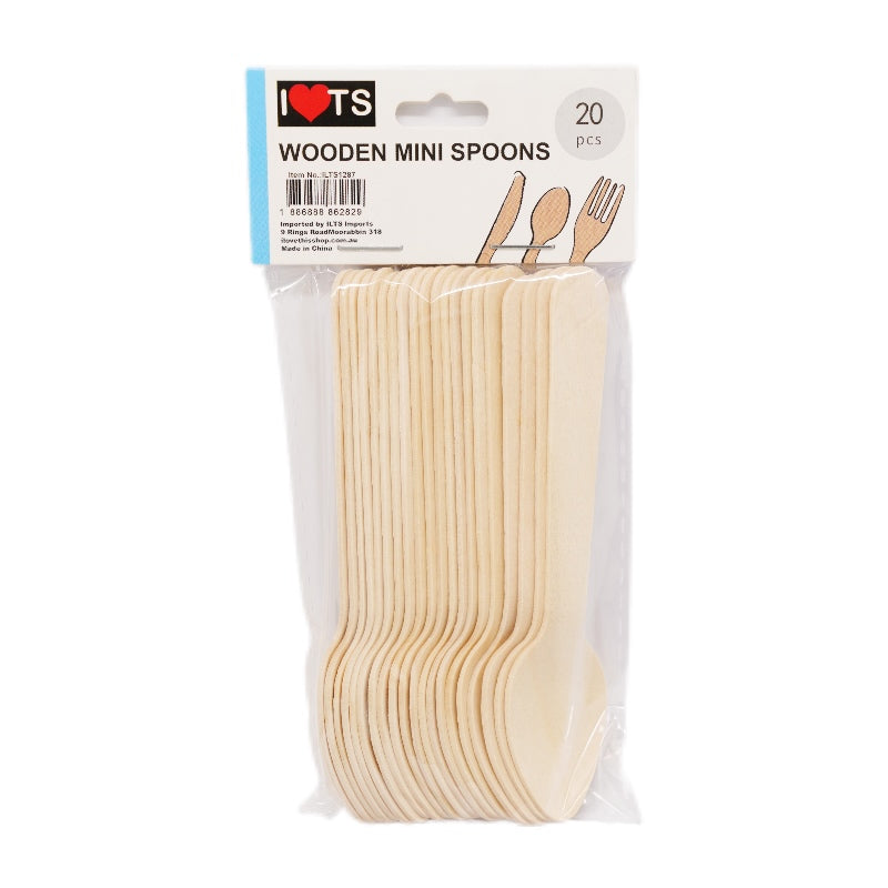 Mini Spoon Wooden 20pk A Grade