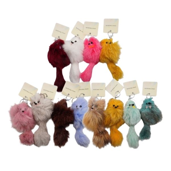 Assorted Fluffy Fox Keyring 8cm