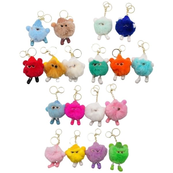 Assorted Fur Ball Monster Keyring 8cm