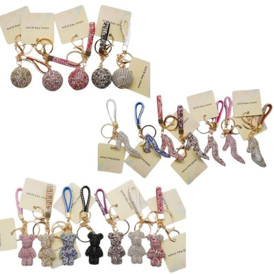 Assorted Diamond Encrusted Keyring 8cm