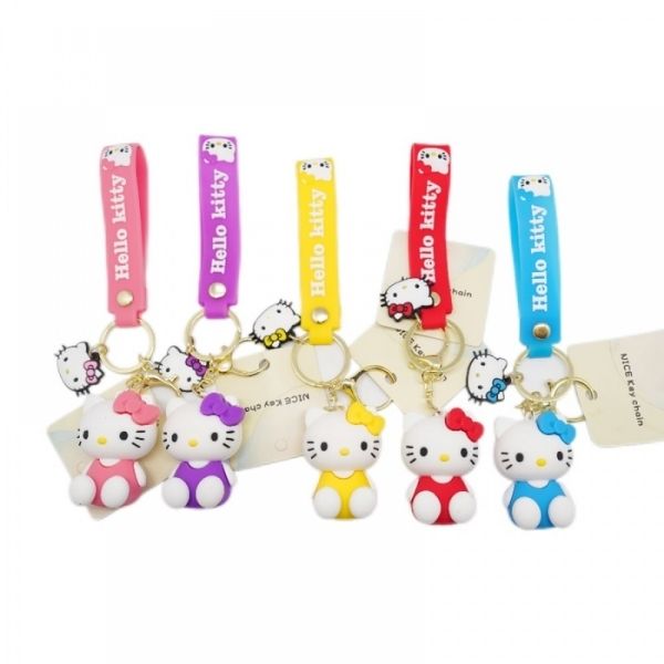 Assorted Colour Hello Kitty Keyring 6cm