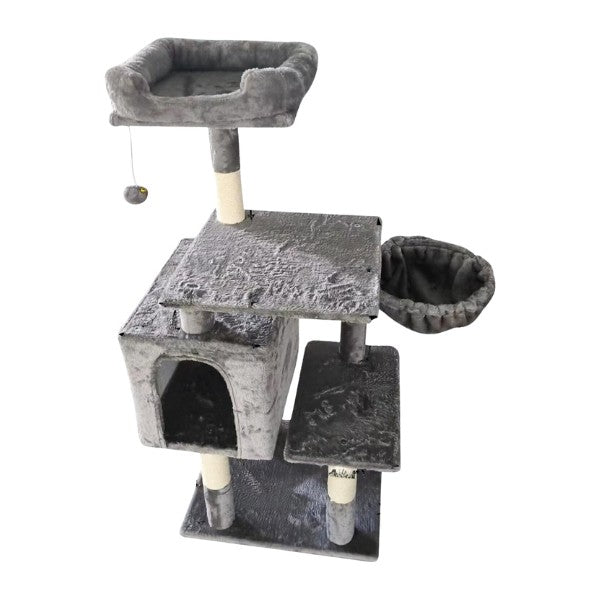 Purrfect Multi Level Cat Scratching Pole 49x40x110cm (Grey or Brown)