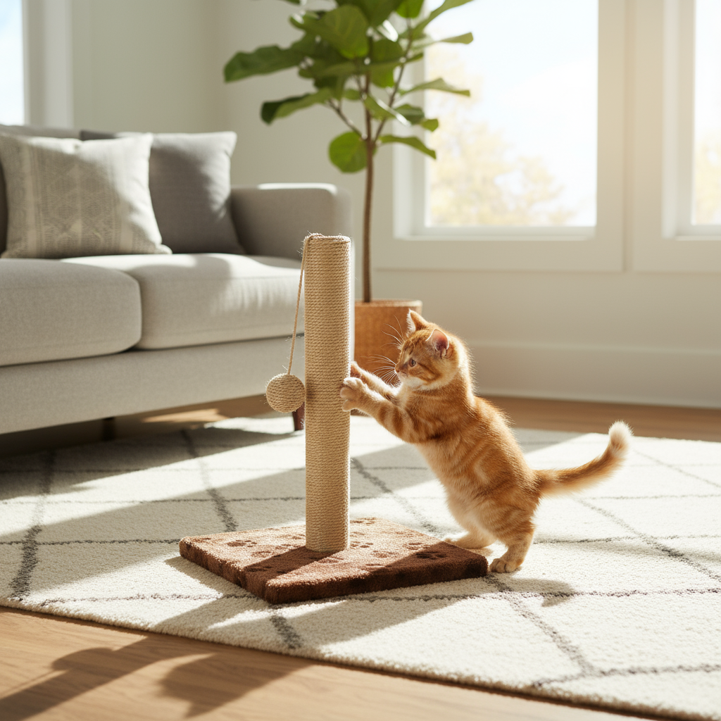Purrfect 1 Tier Cat Scratching Pole 30x30x42cm (Grey or Brown)