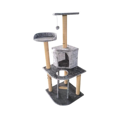 Purrfect Corner Side Multi Level Cat Scratching Pole x 50x50x120cm (Grey or Brown)