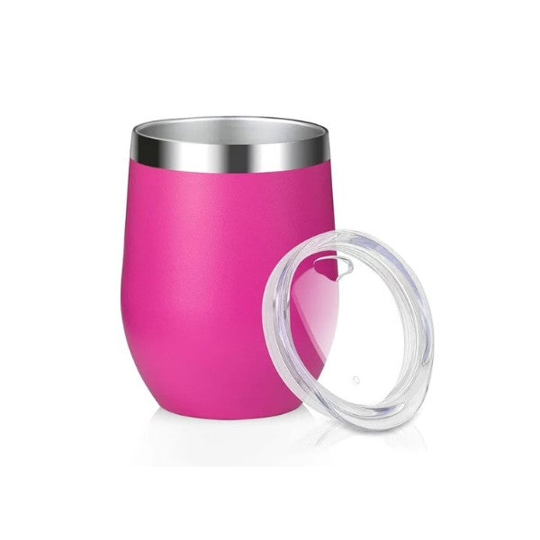 Stainless Steel Stemless Wine Tumbler with Lid 12oz