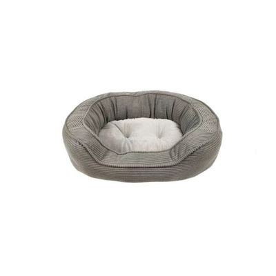 Small Grey Corduroy Dog Bed With Fleece 43x56x14cm