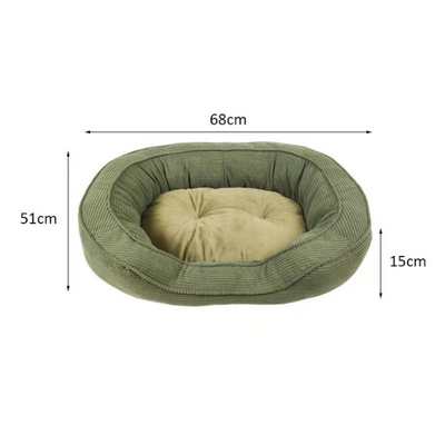 Medium Olive Green Corduroy Dog Bed With Fleece 51x68.5x15cm