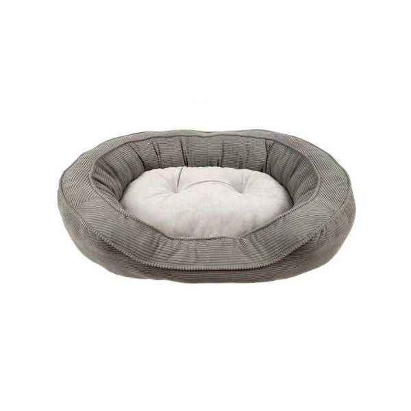 Large Grey Corduroy Dog Bed With Fleece 61x81x17.5cm