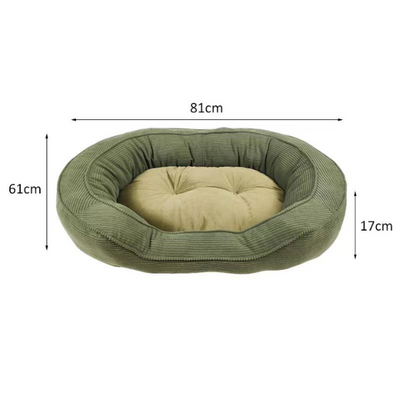 Large Olive Green Corduroy Dog Bed With Fleece 61x81x17.5cm