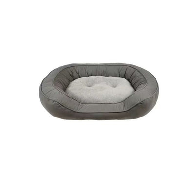 Medium Grey Suede & Micro Sherpa Dog Bed 51x68.5x15cm