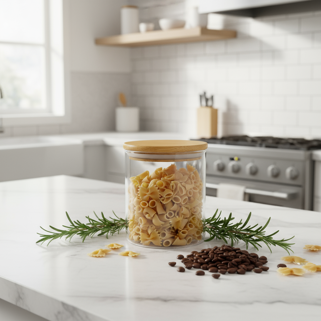 Bamboo Glass Jars Round 450ml