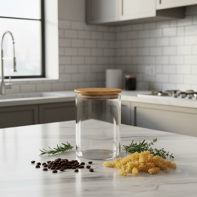 Bamboo Glass Jars Round 700ml