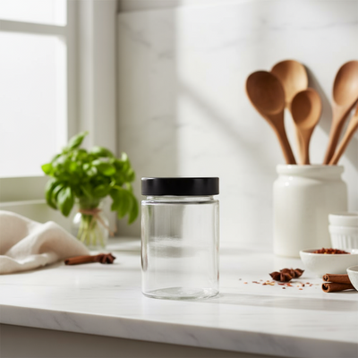 Screw Top Glass Jar Black 500ml