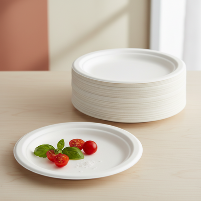 1000pk BULK of Sugarcane Round Plates 18cm