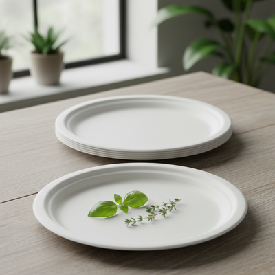 240pk BULK of Sugarcane Round Plates 23cm