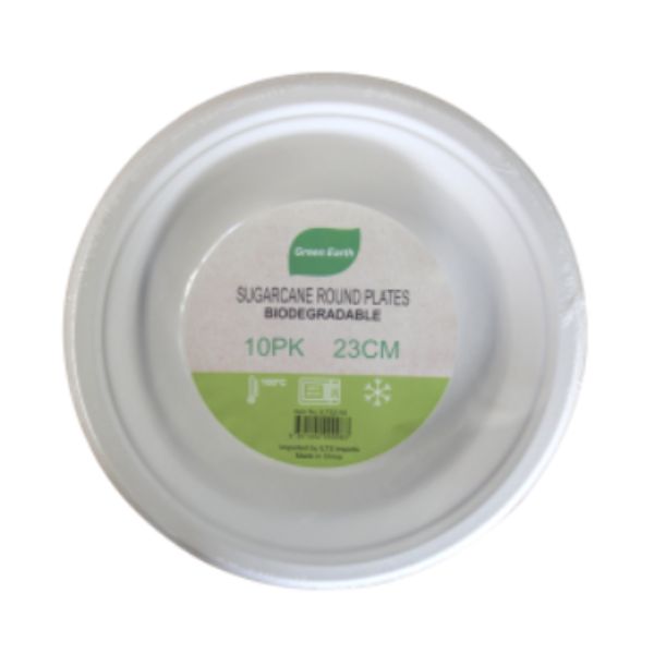 Sugarcane Round Plates 23cm 10pk