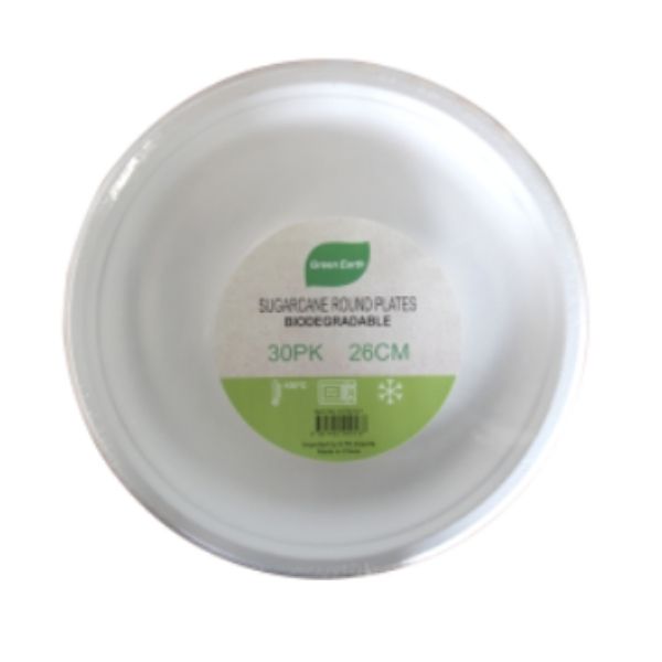 Sugarcane Round Plates 26cm 30pk