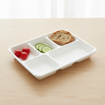 240pk BULK of Sugarcane 5 Comprt Deep Lunch Tray 26X22cm
