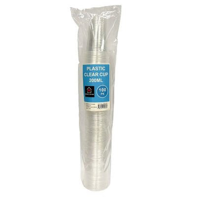 100pk Plastic Clear Cup 200ml