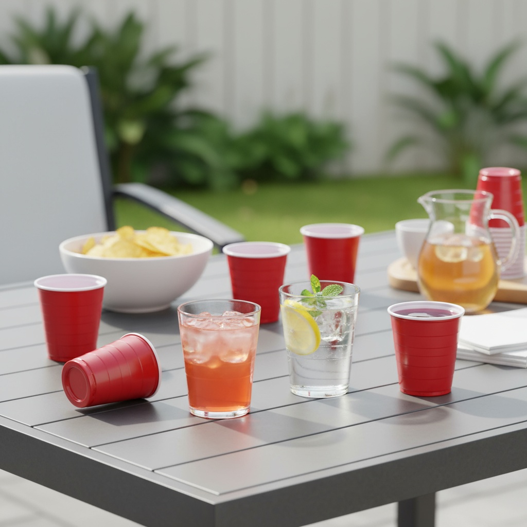 24pk Plastic Red Shot Glass 59ml