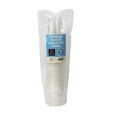 50pk Premium Plastic Clear Cup 300ml