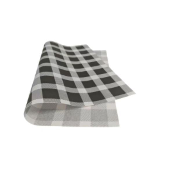 50pk Greaseproof Paper Gingham (Black & White) (400x330mm)
