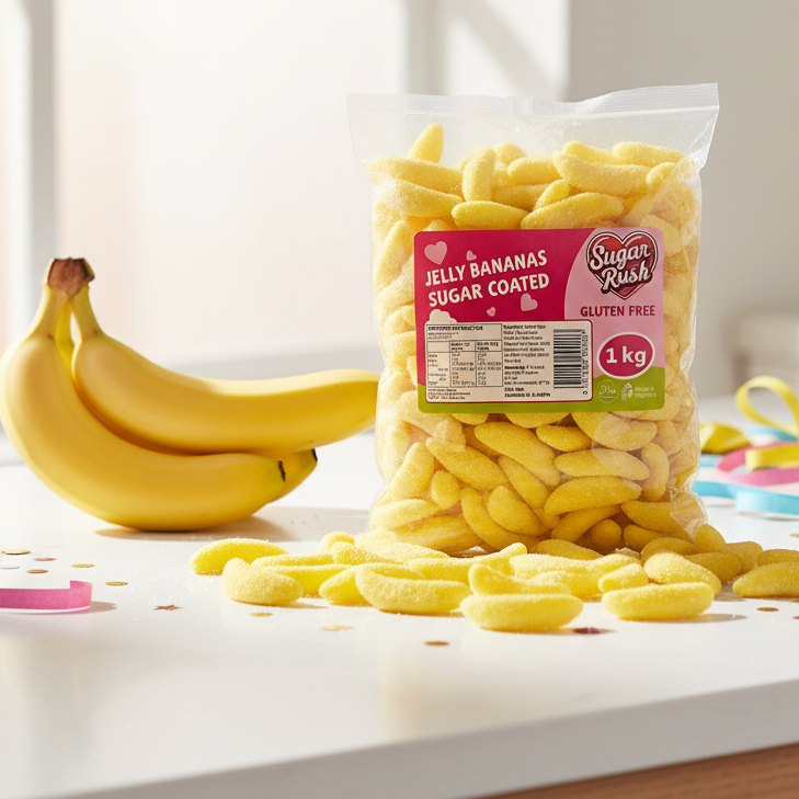 Sugar Rush Jelly Bananas Sugar Coated  1Kg