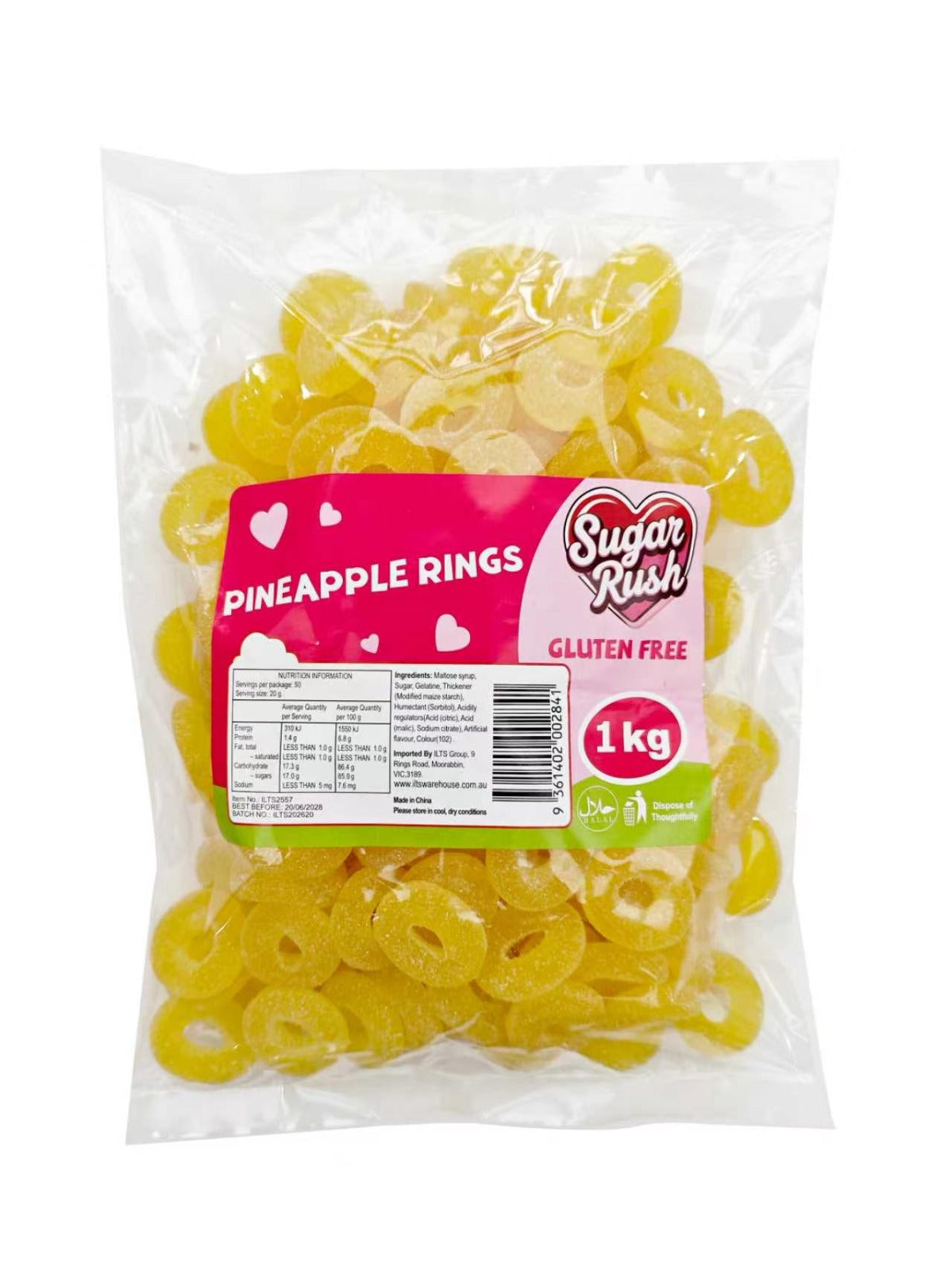 Sugar Rush Pineapple Rings 1kg