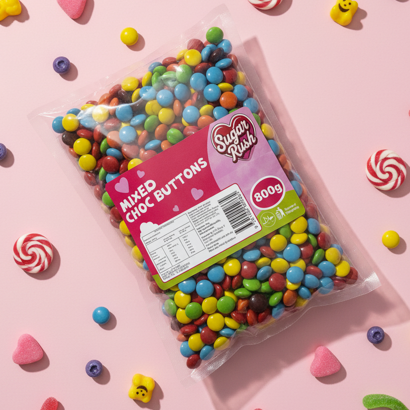 Sugar Rush Mixed Choc Buttons 800g