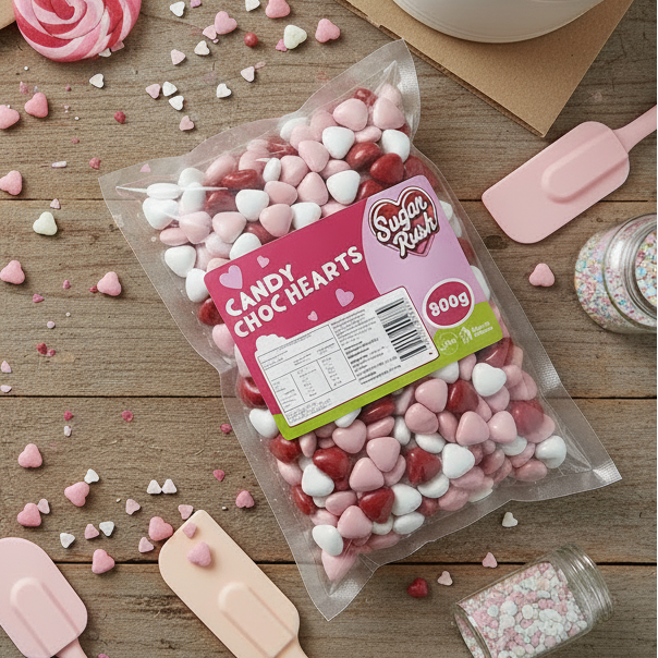 Sugar Rush Choc Hearts 800g