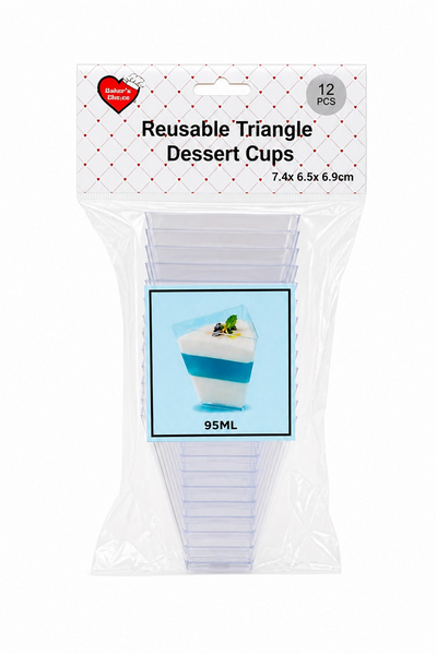 12pk Dessert Cups Triangle 92ml 7.4x6.5x6.9cm
