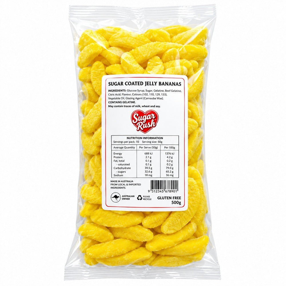 500g Sugar Coated Jelly Bananas