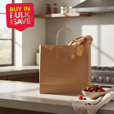 BULK 250pk Brown Kraft Bag Medium Boutique (26x35x10cm)
