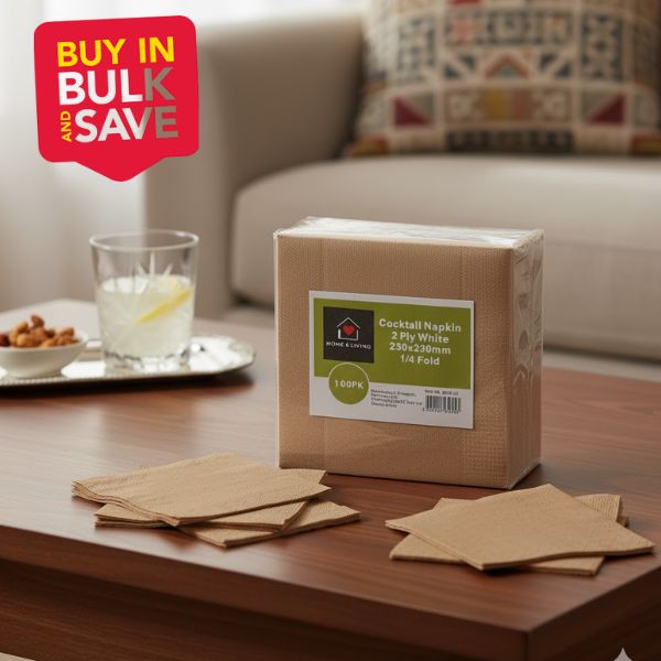 BULK 24pk 100s Recycled Cocktail Napkin 2PLY 1/4 Fold (23x23cm)