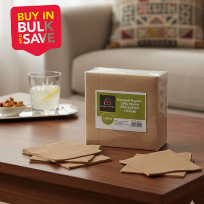 BULK 24pk 100s Recycled Cocktail Napkin 2PLY 1/4 Fold (23x23cm)
