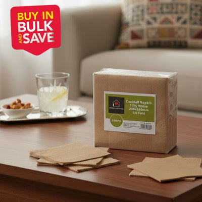 BULK 12pk 500s Recycled Lunch Napkin 1PLY 1/4 Fold (30x30cm)