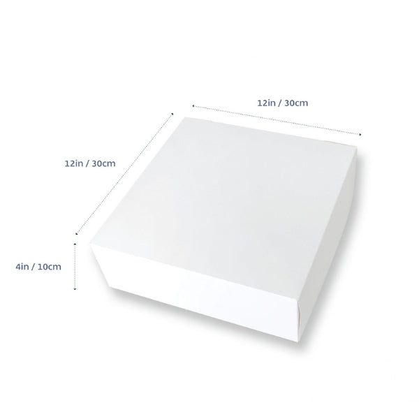 100pk White 12in 4 inch High Square Cake Box (12x12x4in)