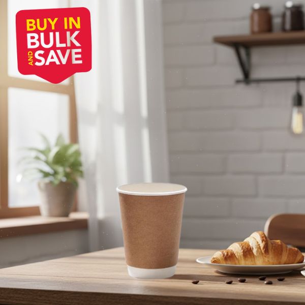 BULK 1000pk 12oz DW Cup Kraft (90mm)