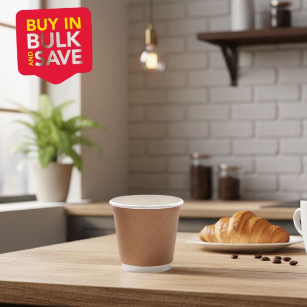 BULK 1000pk 8oz DW Cup Kraft (90mm)